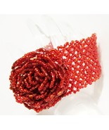 Red Seed Bead Bracelet with Rose Center and Toggle Closure - Freebie W/ Purchase - Freebie