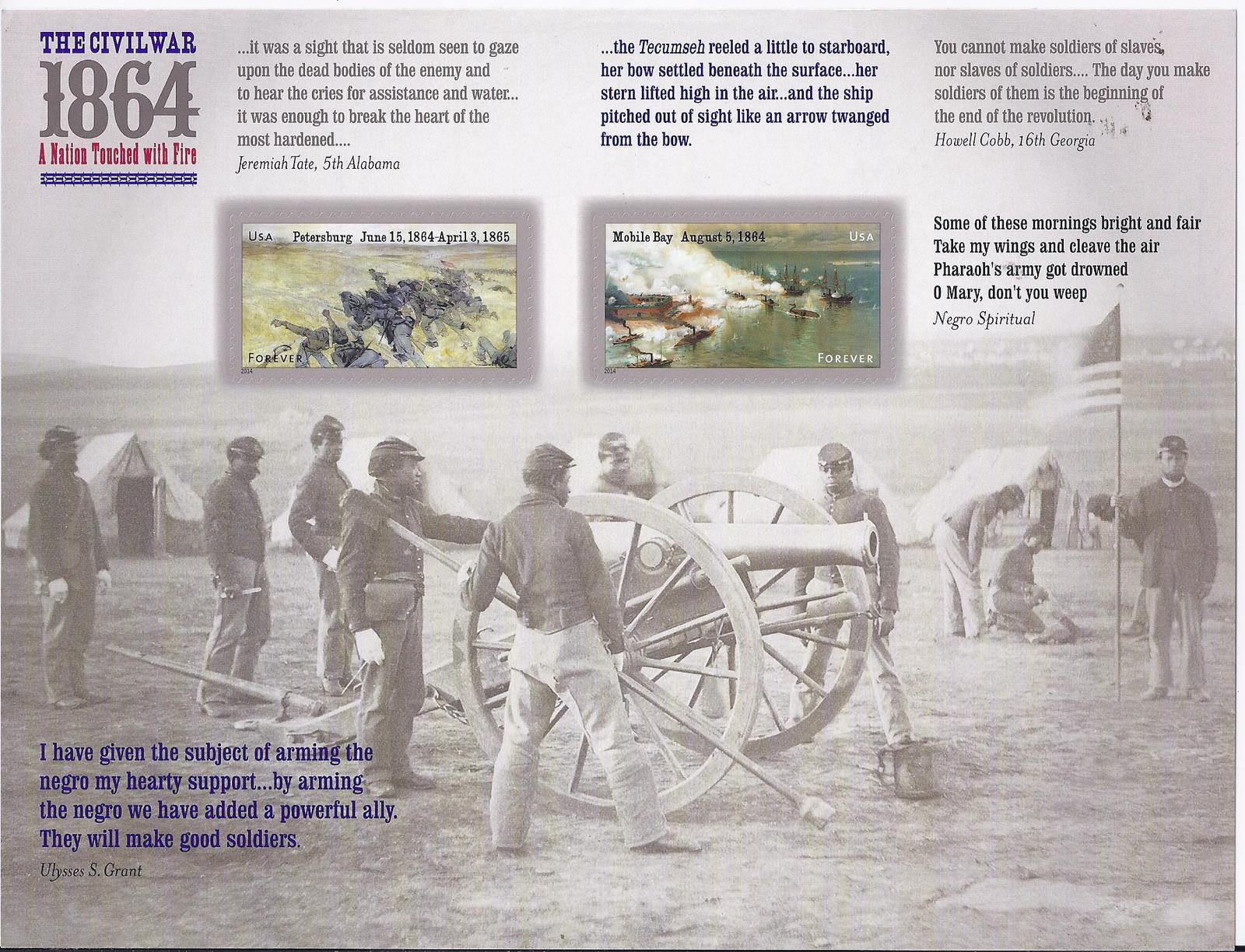 THE CIVIL WAR 1864 NATION TOUCHED W/FIRE- 12 (USPS) MINT SHEET FOREVER ...