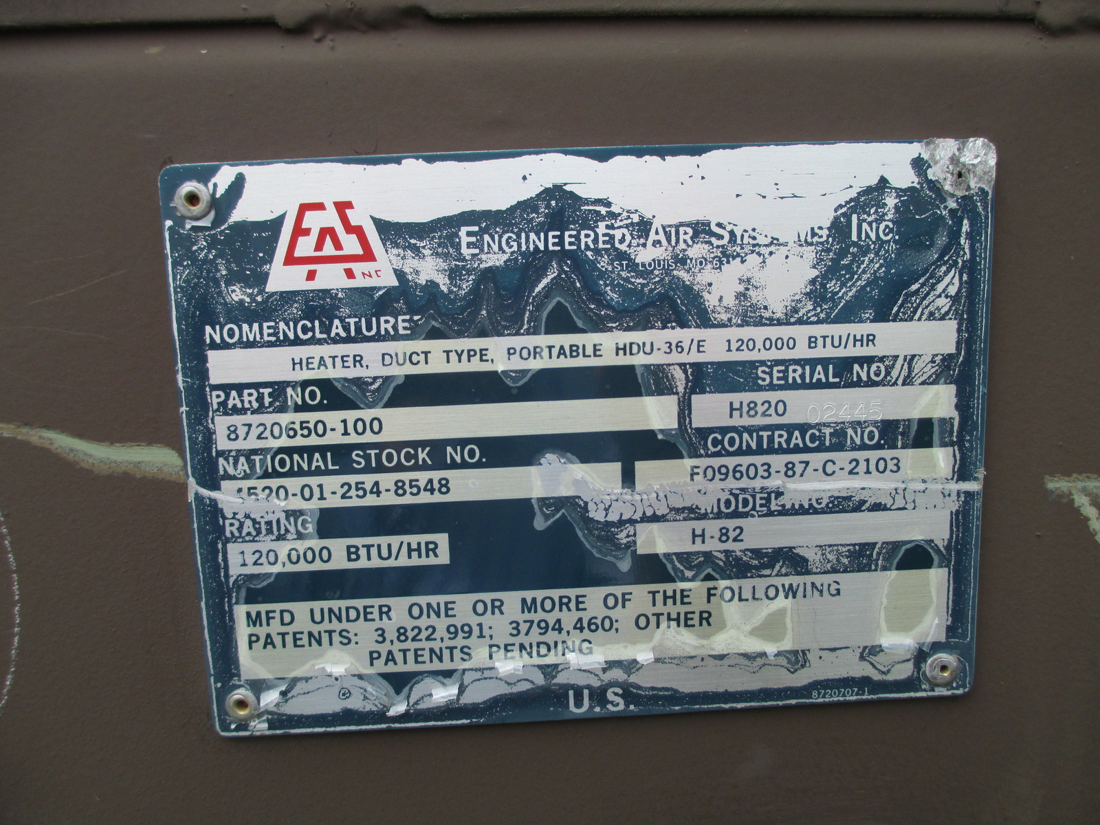 H82, HEATER, DUCT TYPE, PORTABLE, HDU36/E, 120,000 BTU, DIESEL