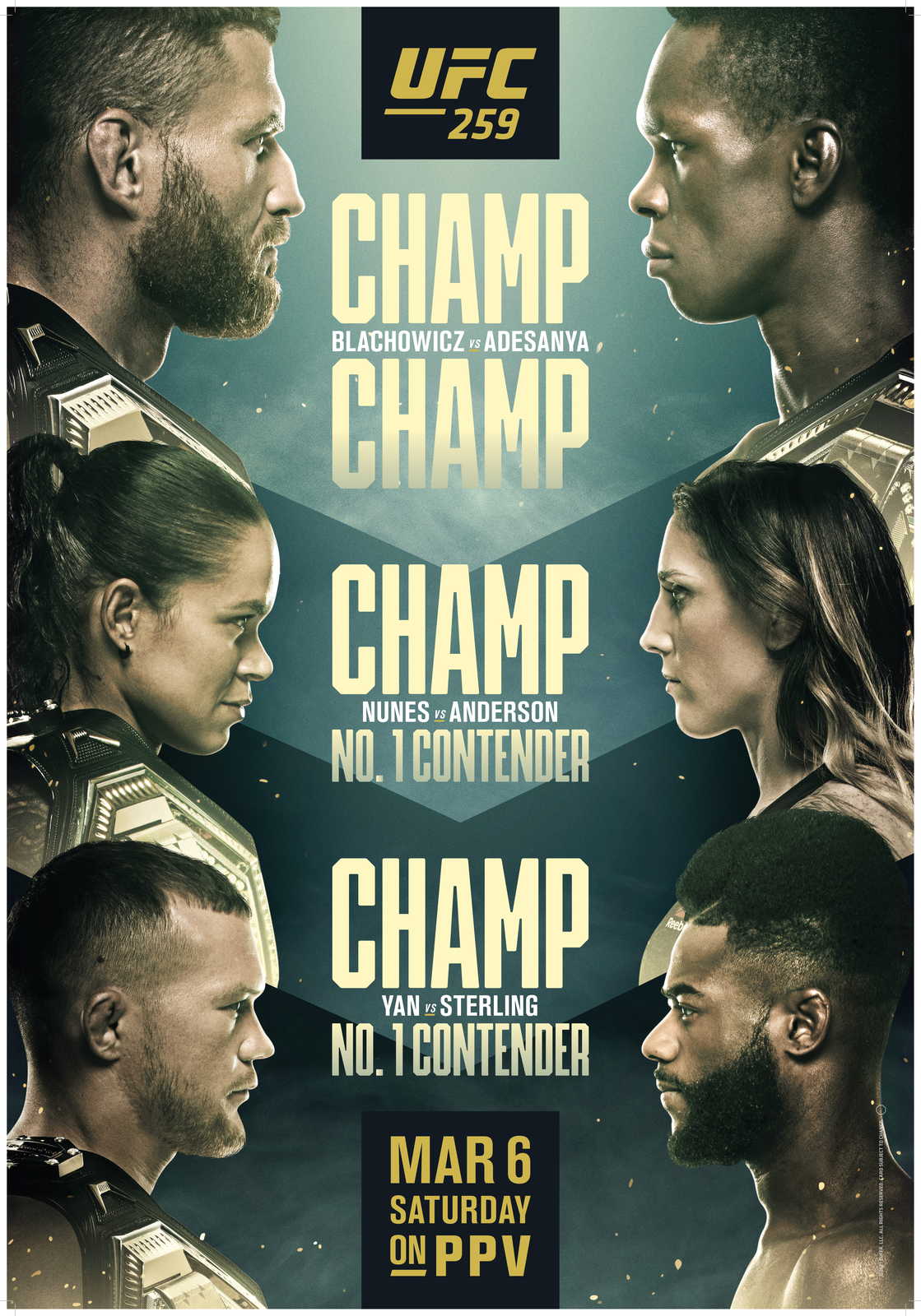 UFC 259 Poster Błachowicz VS. Adesanya Poster MMA UFC Event Art Print 24x36