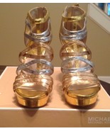 MICHAEL KORS MADDIE PLATFORM Strappy Sandals Metallic LEATHER Rose Gold ... - $79.19