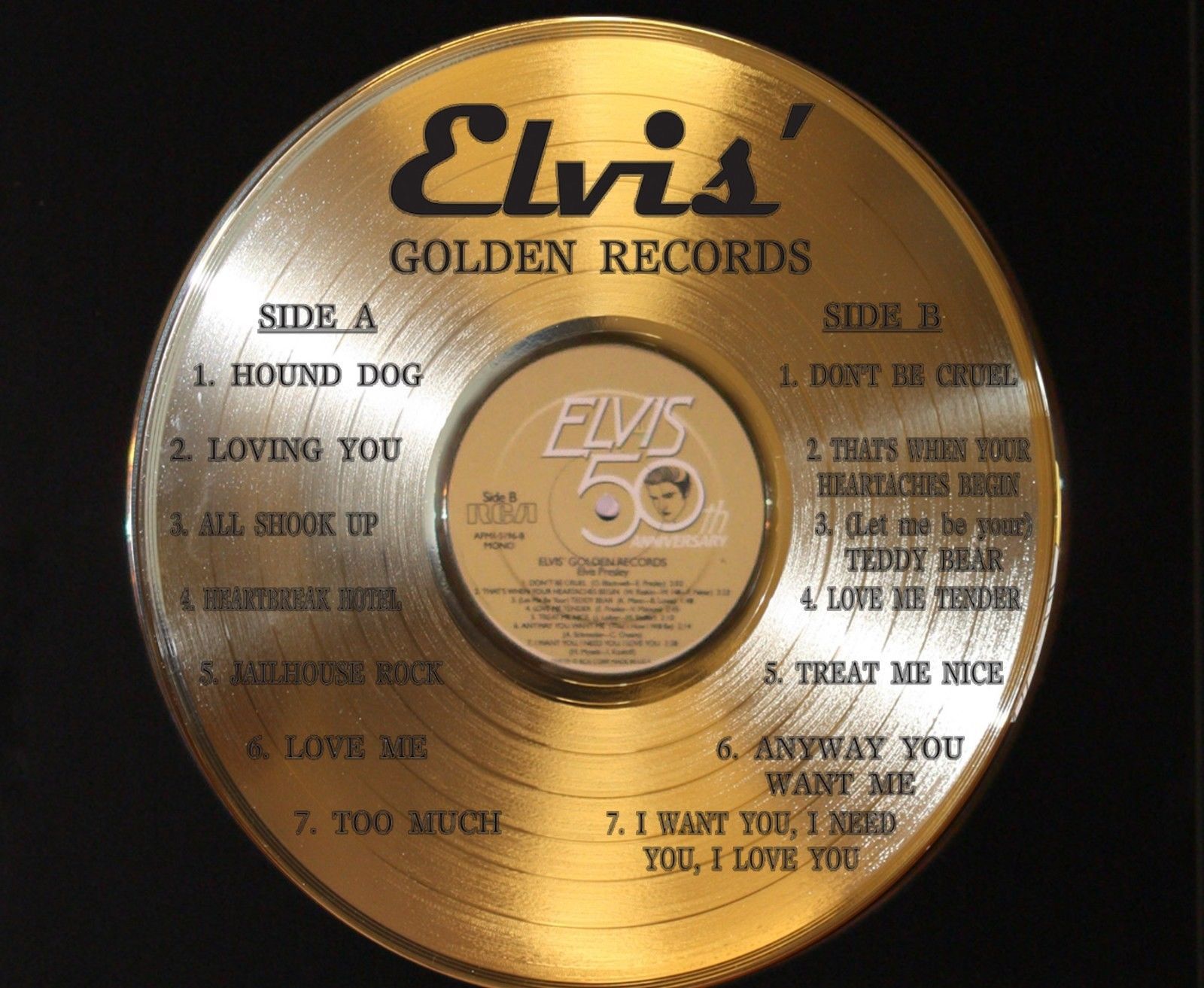 ELVIS PRESLEY GOLDEN RECORDS GOLD LP LTD EDITION RECORD & CLOCK DISPLAY