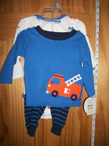 Carter Baby Clothes 3M-6M Newborn Pant Outfit Fire Engine Top Blue Creeper Set - $16.14