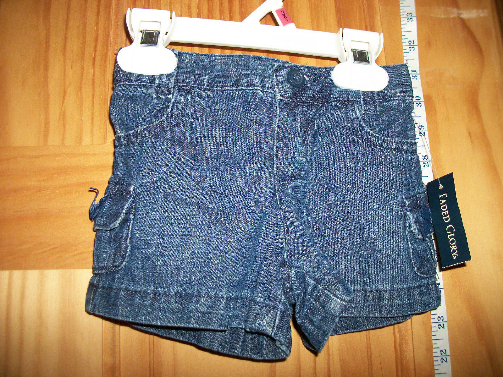 Faded Glory Baby Clothes 12M Infant Girl Shorts Blue Denim Jean Pull-up ...