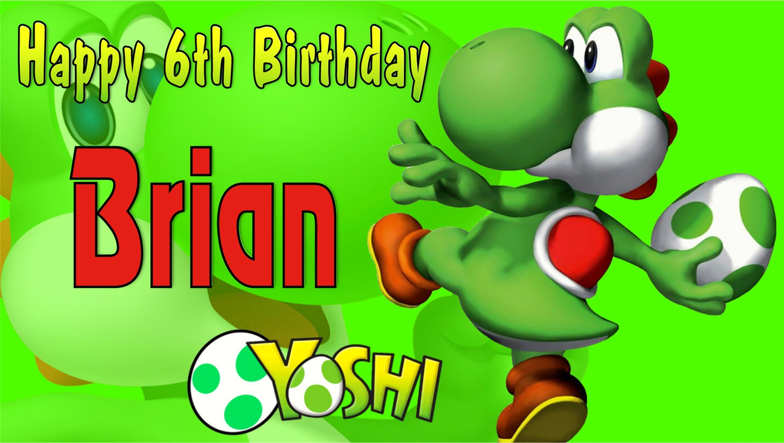 Mario Bros Yoshi Personalized Custom Birthday Banner Party Decoration