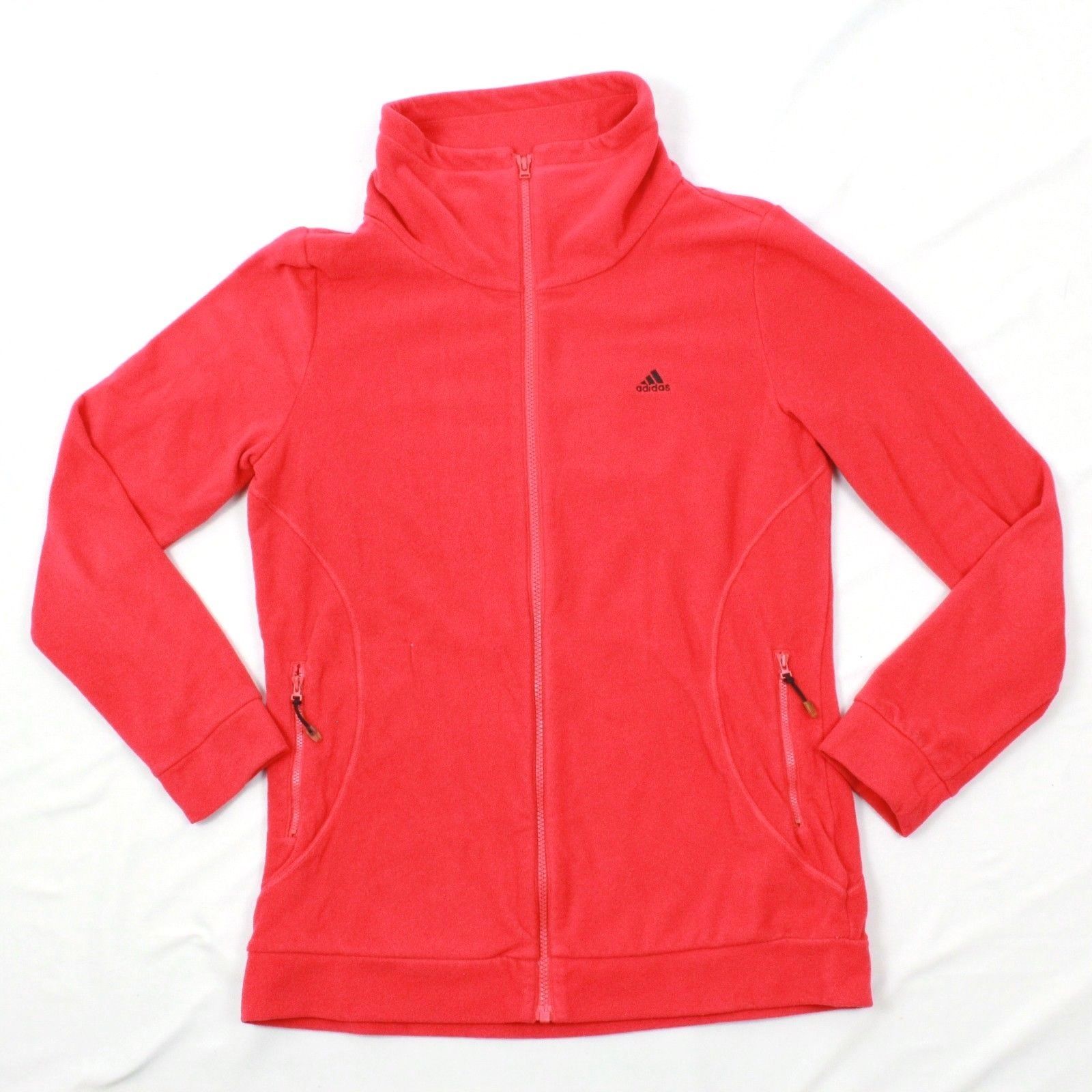 Adidas Men Fleece Jacket Red Full Zip Turtleneck Size L Adult Active ...