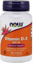 Vitamin D3 400 IU, Strong Bones*, Structural Support*, 180 Softgels - $10.88