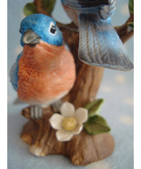 Vintage Lefton Porcelain Bluebirds on Tree ~ Excellent cd makers mark + ... - $26.00