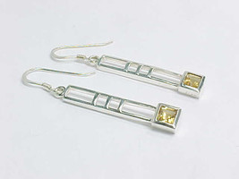 Citrine Drop Earrings In Sterling Silver   1 1/2 Inches Long   Free Shipping - $54.00