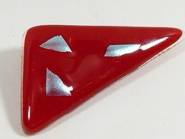 VTG Mid Century Red & Iridescent Art Glass Triangle shape Pin Brooch - $31.68