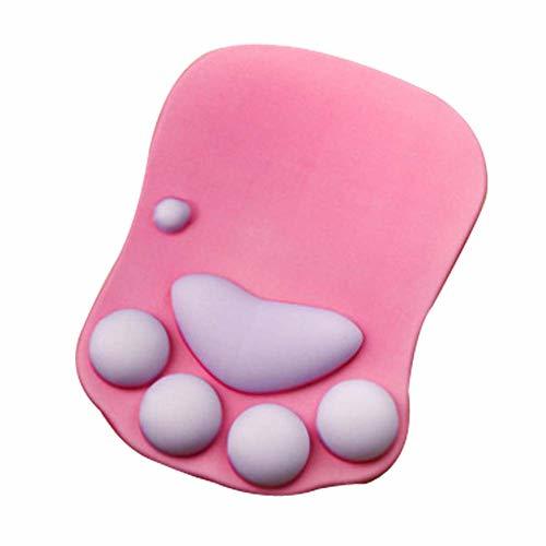 Lovely Cat Paw Mouse Pad with Wrist Support Soft Silicone Wrist Rests, Rose Red