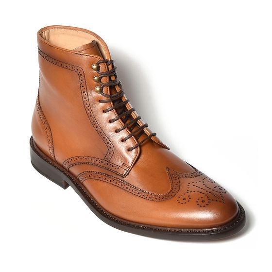 Handmade mens Tan brown wing tip brogue ankle lace up bots, Men ankle ...