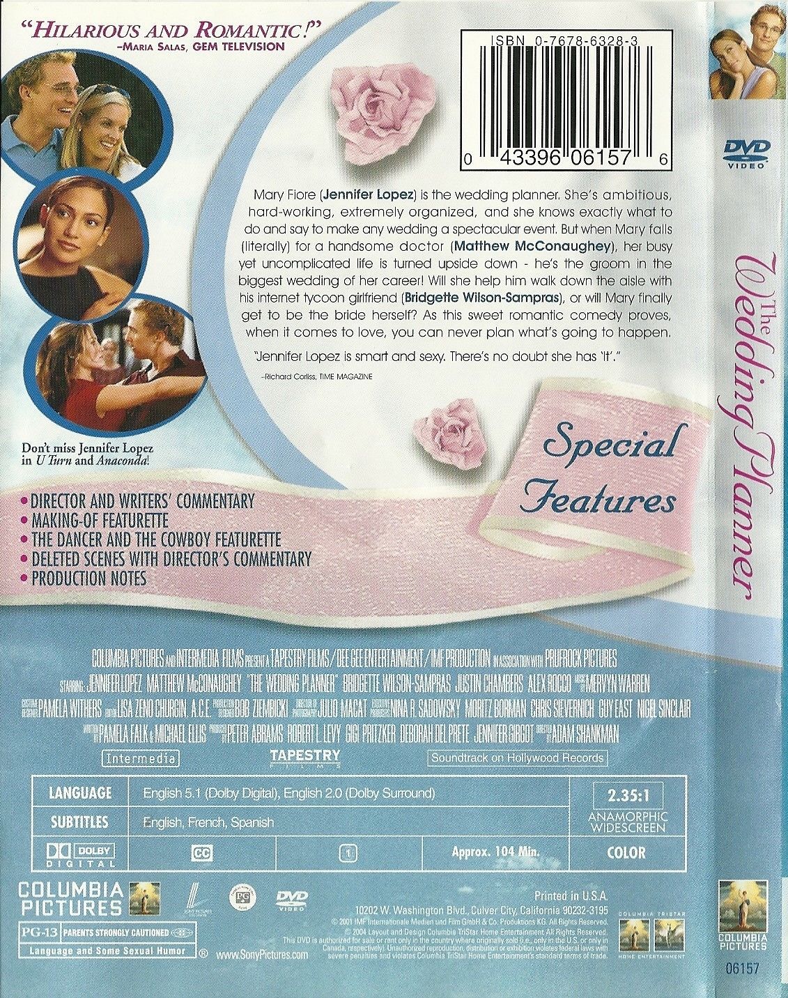 The Wedding Planner DVD Jennifer Lopez Matthew McConaughey - DVD, HD ...