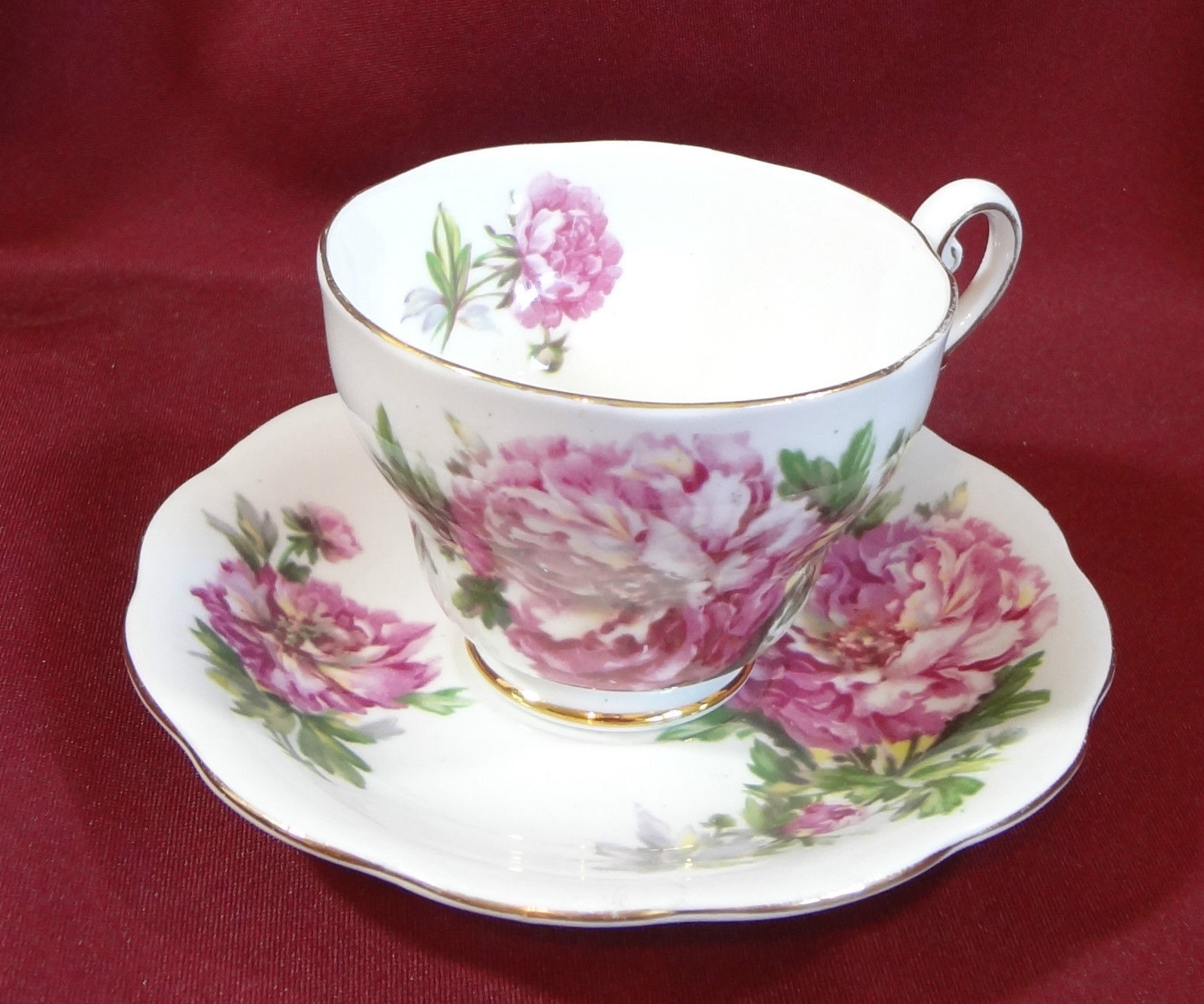 Amethyst Royal Standard Fine Bone China Tea Cup Saucer England Peony