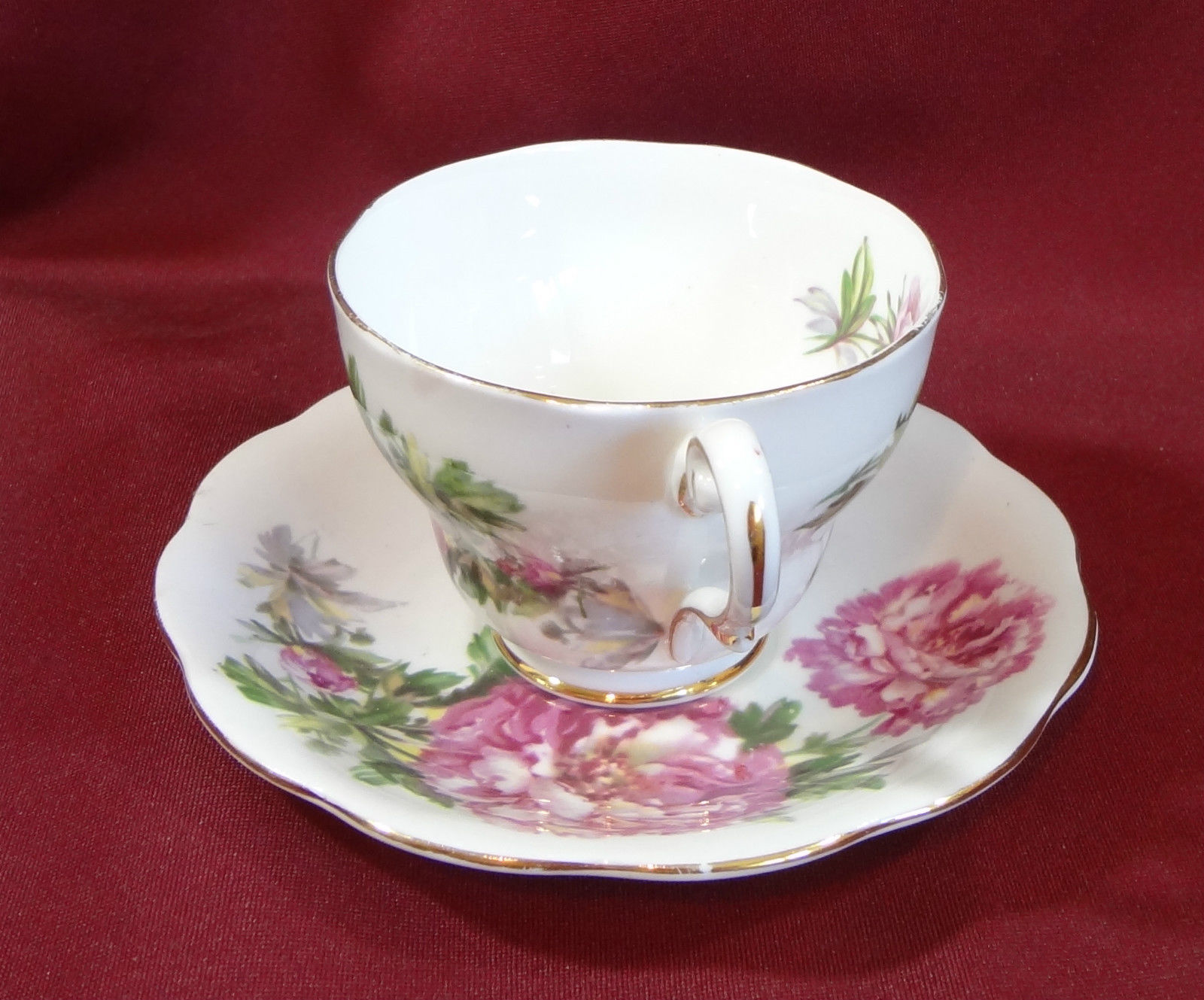 Amethyst Royal Standard Fine Bone China Tea Cup Saucer England Peony
