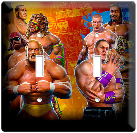 WWE SUPERSTAR WWF PROFESSIONAL WRESTLING DOUBLE LIGHT SWITCH WALL COVER PLATE E