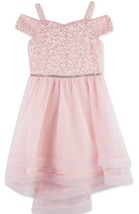 Speechless PALE BLUSH Little Girl&#39;s Off-the-Shoulder Lace Dress, US 5 - $29.69