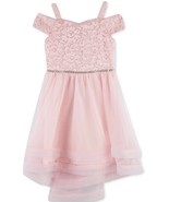 Speechless PALE BLUSH Little Girl&#39;s Off-the-Shoulder Lace Dress, US 5 - $29.69