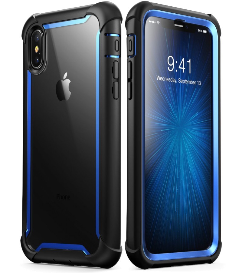 iPhone Xs Max Case, i-Blason [Ares] Full-Body Rugged Clear Bumper Case with Buil