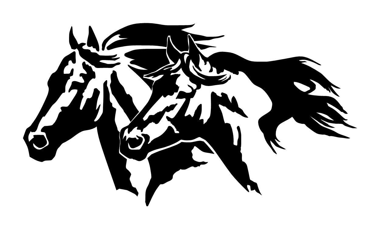 LARGE 10" HORSE HEADS Equestrian Cowboy Decal Truck Window Trailer