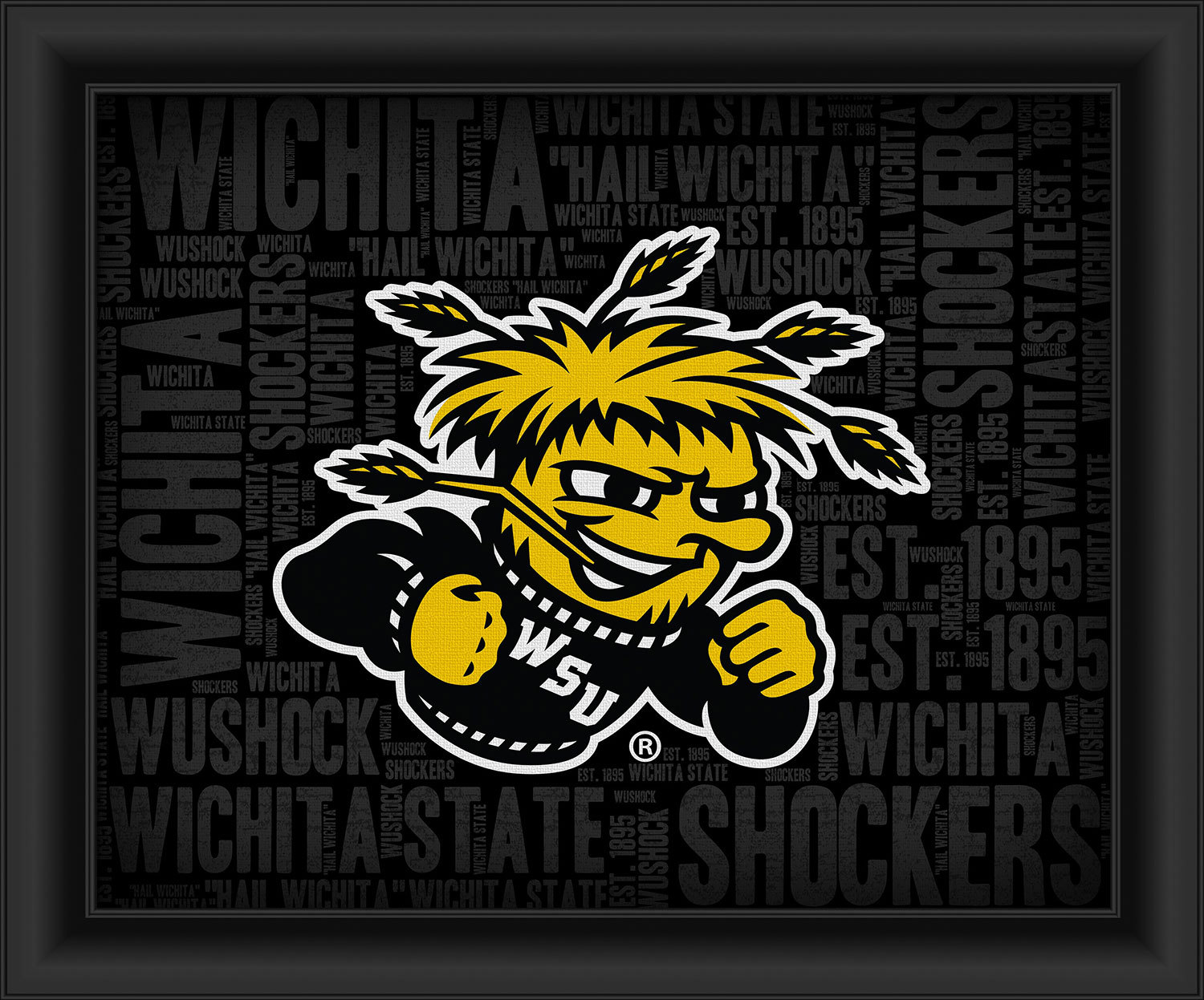 Wichita State Shockers College Logo Plus Word Clouds 15 X 18 Framed