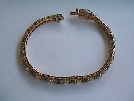 Beautiful Gold Tone Faux Sapphire & Crystal Tennis Bracelet - $15.00