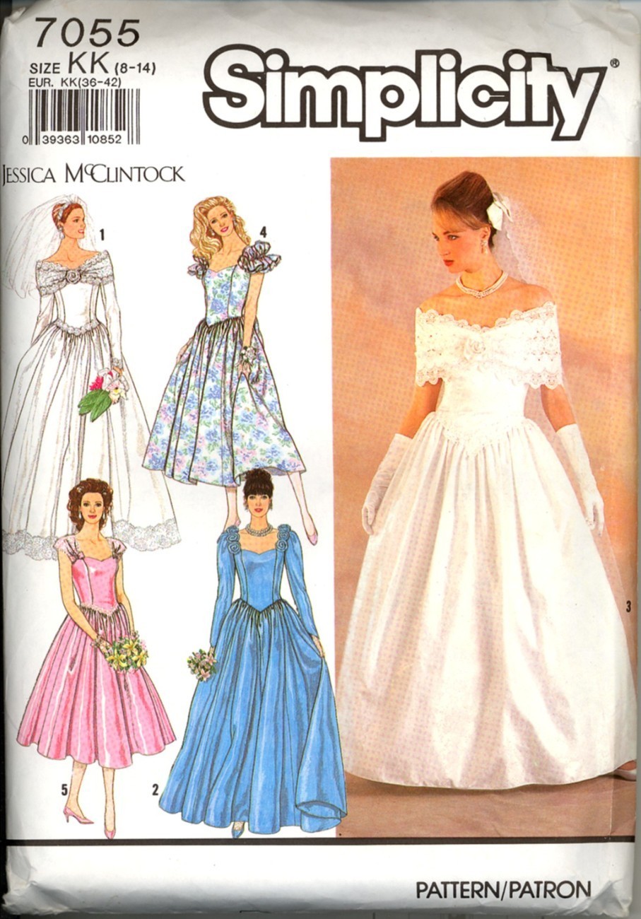 Uncut Size 8 10 12 14 Jessica McClintock Wedding Gown Simplicity 7055 ...