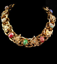 Vintage 7 1/2&quot; Victorian Chunky bracelet - renaissance revival golden he... - $165.00