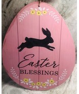 Easter Blessings. Welcome Hanging Wood Egg Shaped Sign. Easter’s Day. Gr... - $19.68