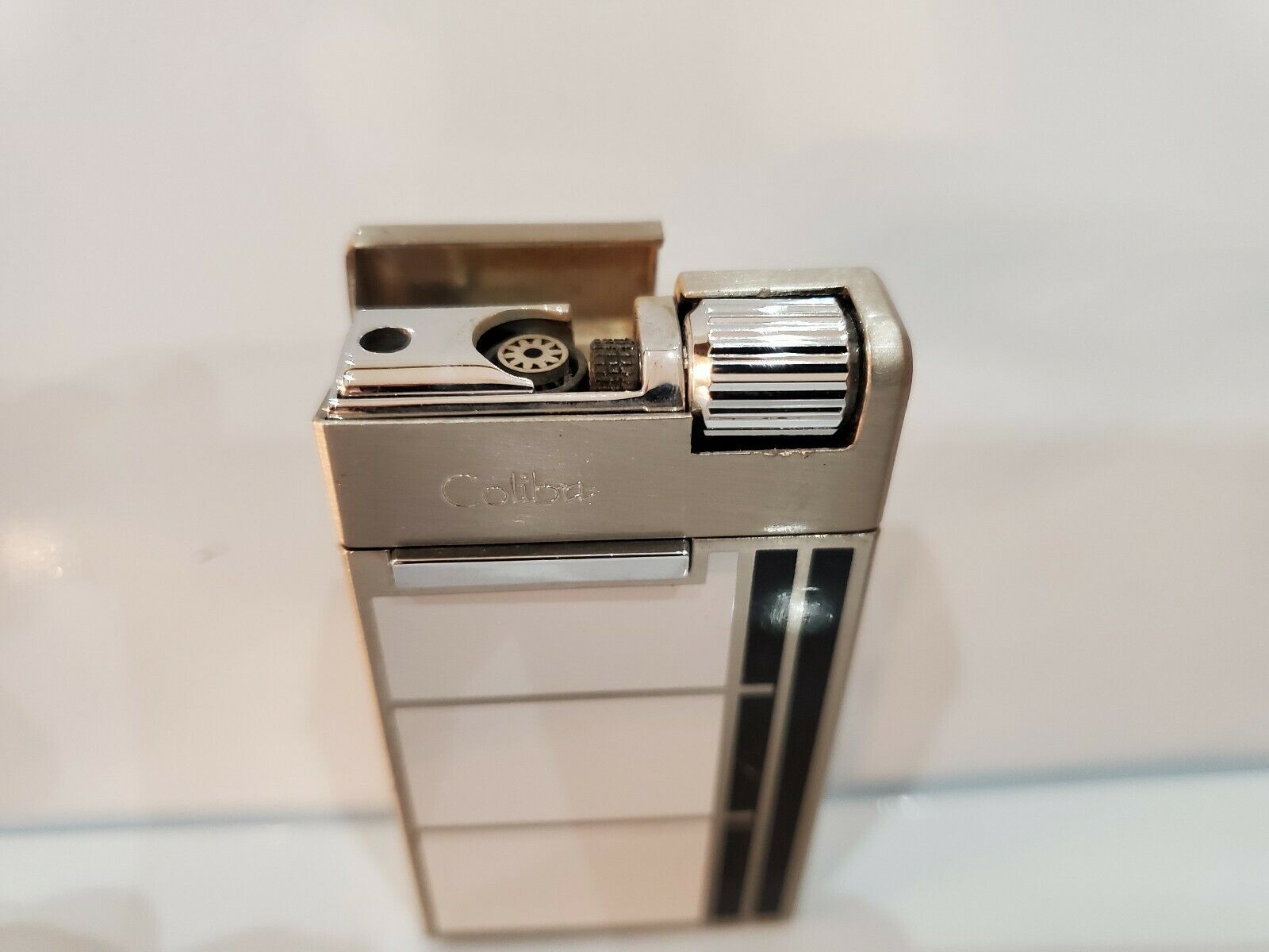 WORKING Colibri Vintage Flint & DUAL FLAME ENAMEL & SILVER Lighter