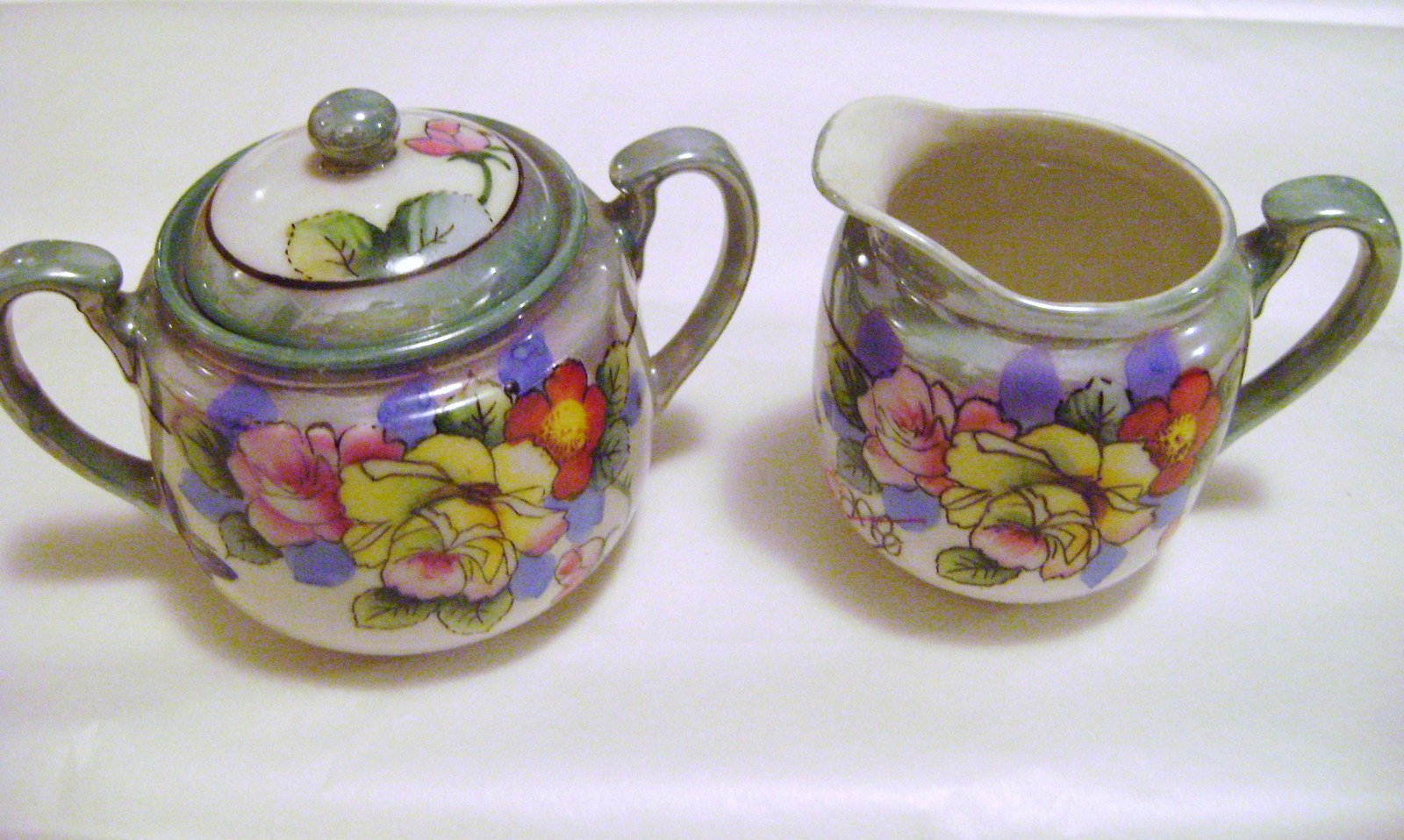 Nippon Sugar & Creamer Set with Lid - Pottery & Glass