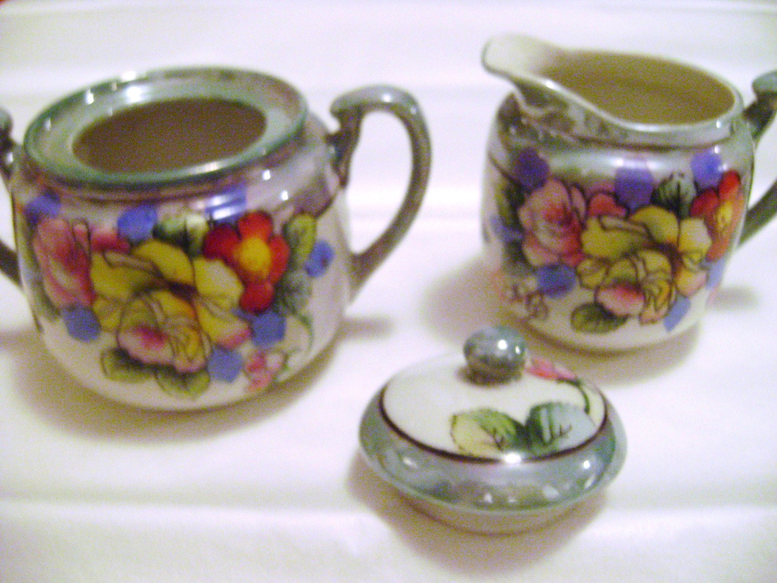 Nippon Sugar & Creamer Set with Lid - Pottery & Glass