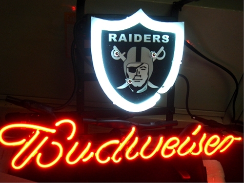 Nfl Oakland Raiders Budweiser Neon Light Sign 13 X 8 Other