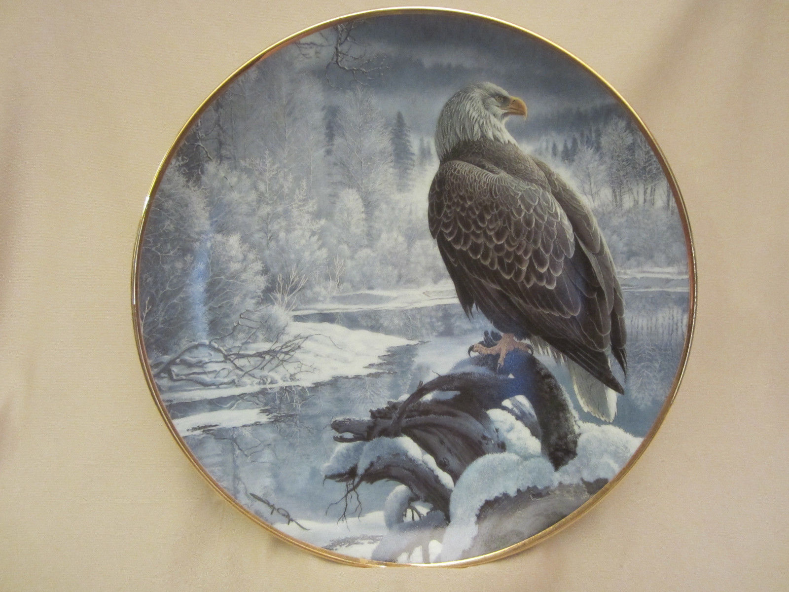 WINTER IN THE VALLEY collector plate BALD EAGLE John Pitcher HAMILTON Seasons - $39.99