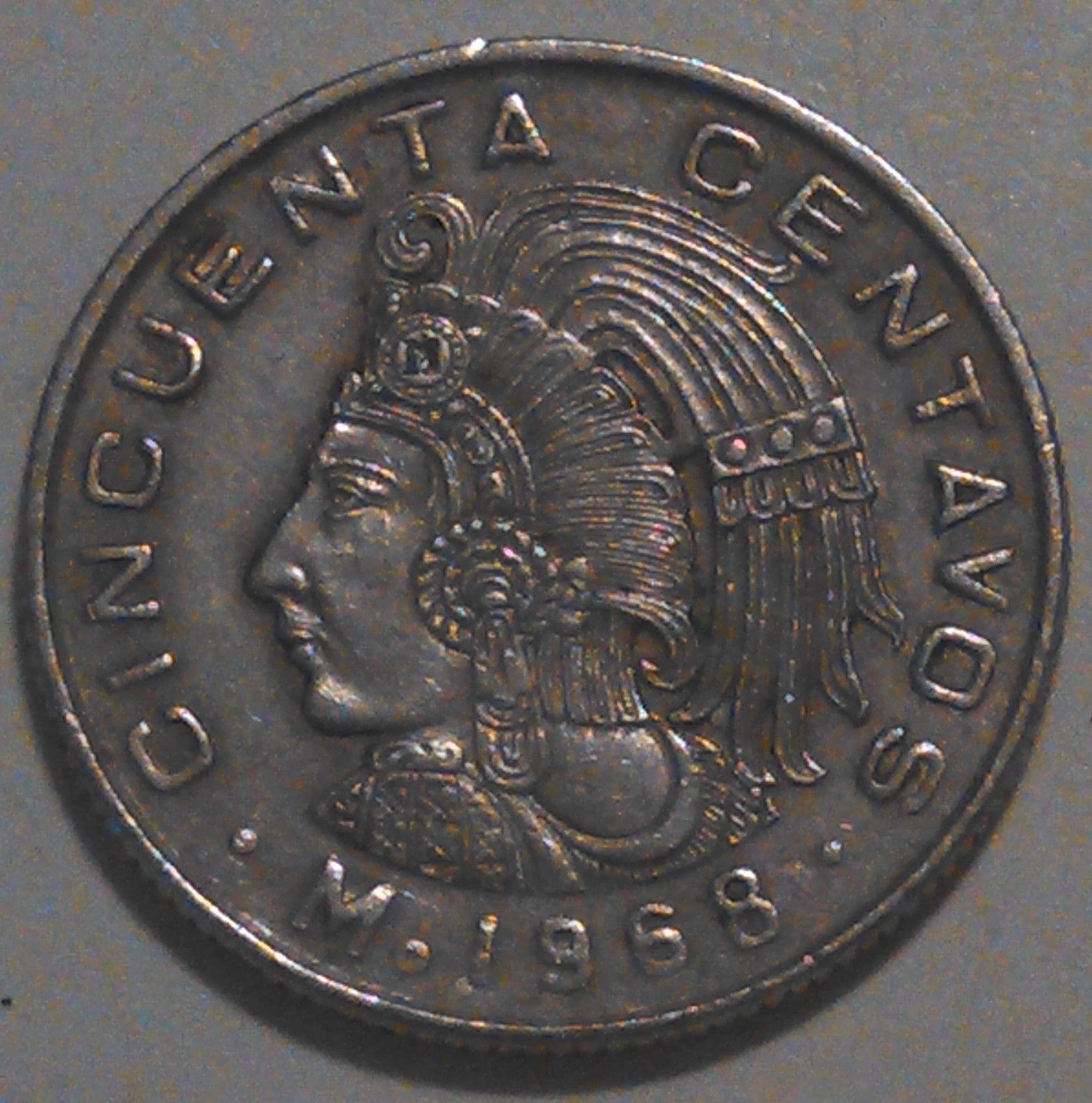 1968 CINCUENTA CENTAVOS (50 CENT) MEXICAN COIN VERY NICE COIN #72 ...