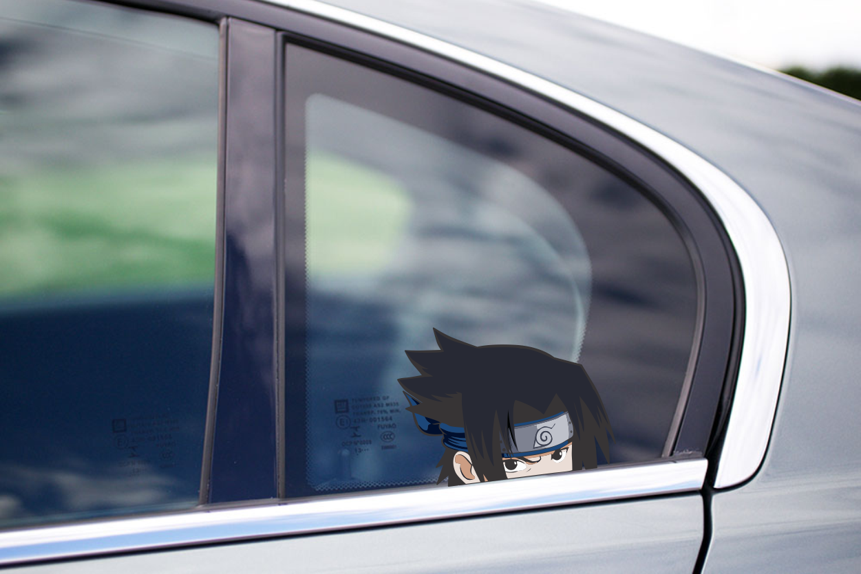 Sasuke Uchiha Peeking Car Bumper Window Vinyl Decal Kids Anime Naruto Stickers
