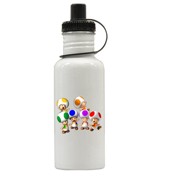 Super Mario Toads Personalized Custom Water Bottle,  Add Childs Name