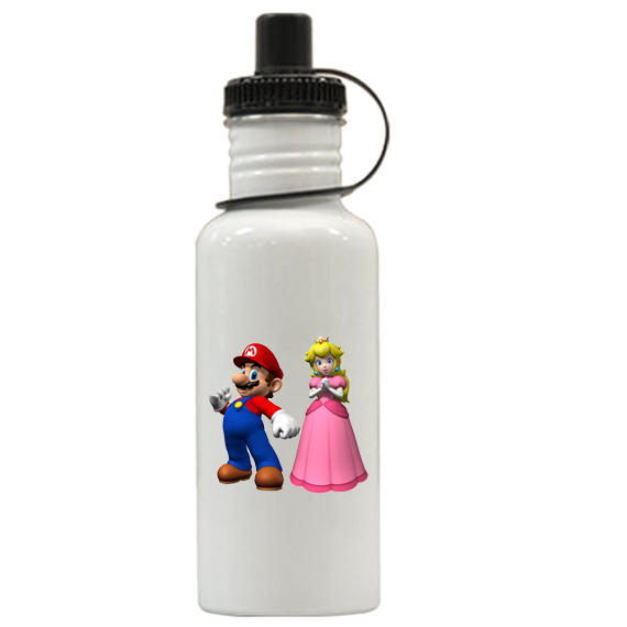 Super Mario & Princess Peach Personalized Custom Water Bottle,  Add Childs Name