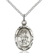 Guardian Angel Pendant - Sterling Silver on a 18 inch Sterling Silver Chain