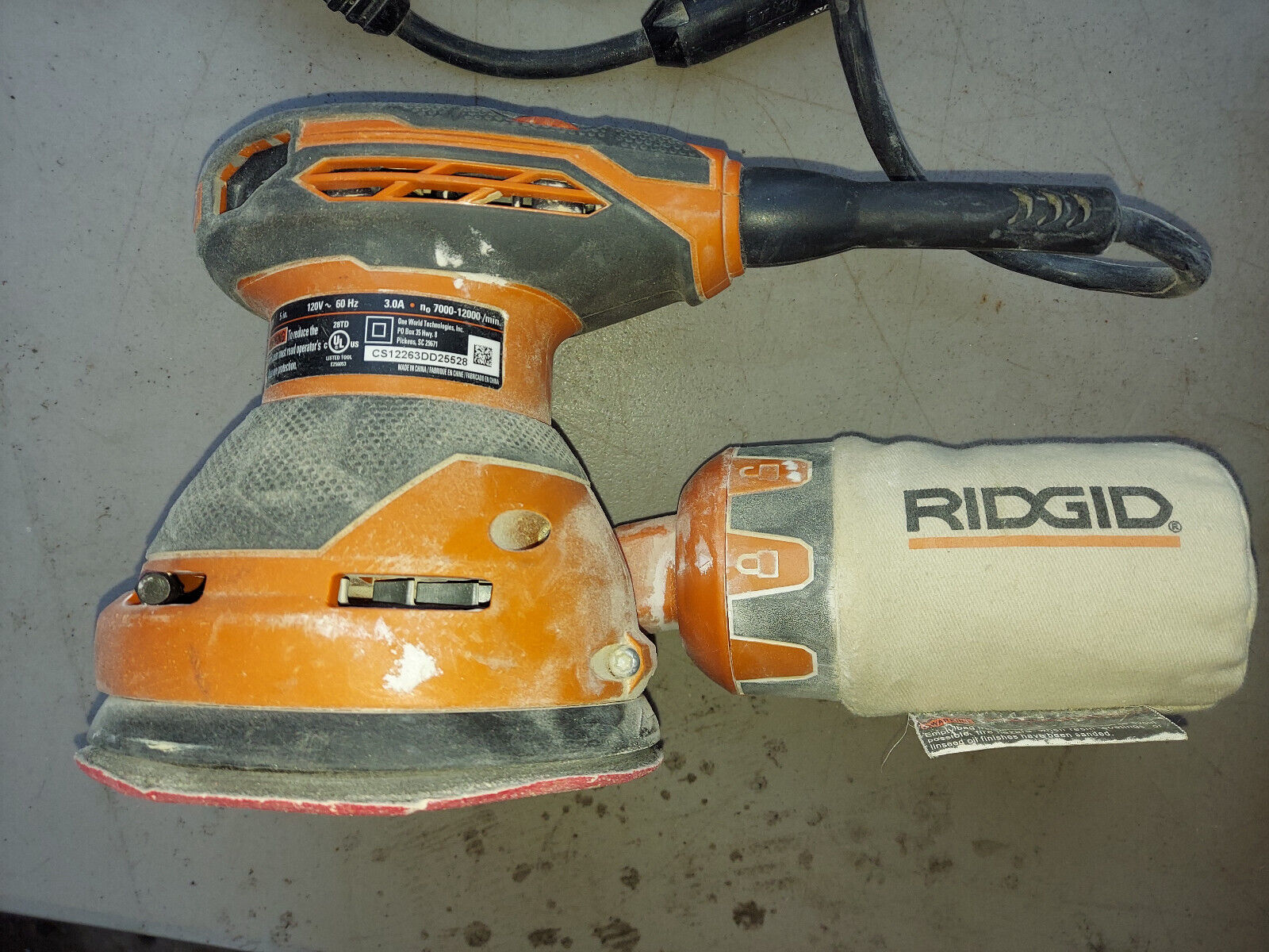 22PP21 RIDGID POWER SANDER, R2601, NOT USABLE (SPINS AT HIGH SPEED) - $13.95