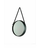 Black Faux Leather Belt Strapped Wall Art Decor Hanging Round Gubi Mirror 15'' - $127.76