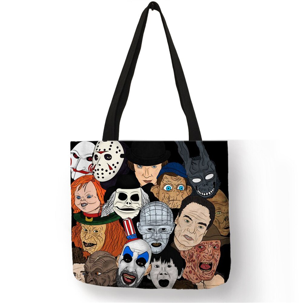 Customized Tote Bags For Women Horror Movie Characters Freddy Chucky ...