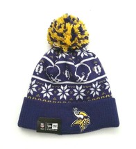 New Era Minnesota Vikings Sweater Chill Knit Cuffed Pom Skull Cap Purple... - $27.99