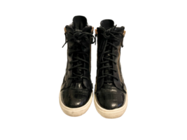 GIUSEPPE ZANOTTI Women Black Leather Devon Croc Embossed Wedge Sneaker Sz 39 image 3