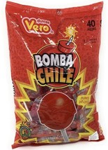 2 X Vero Bomba Chile Paletas Fresa Flavor Mexican Hard Candy LolliPops  - $21.95