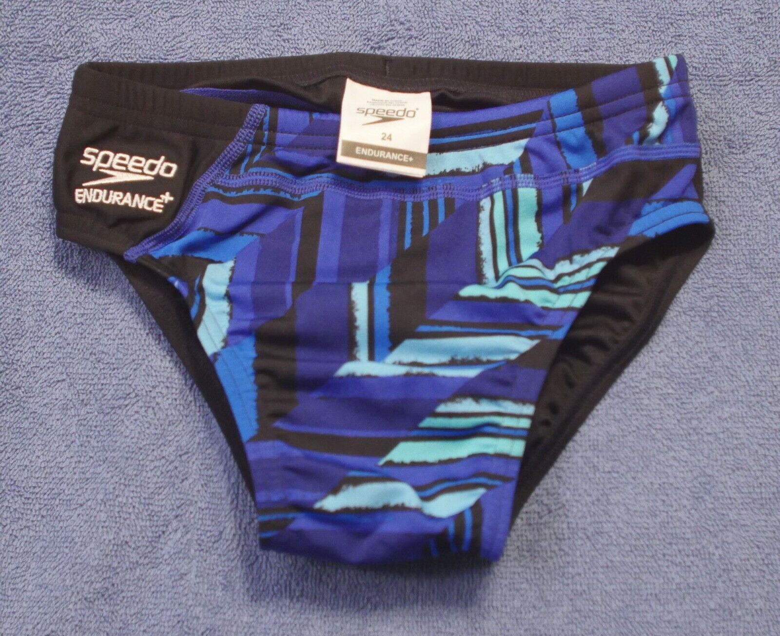 Boys Navy swim trunks Speedo Endurance 24"New with Tags in original package 