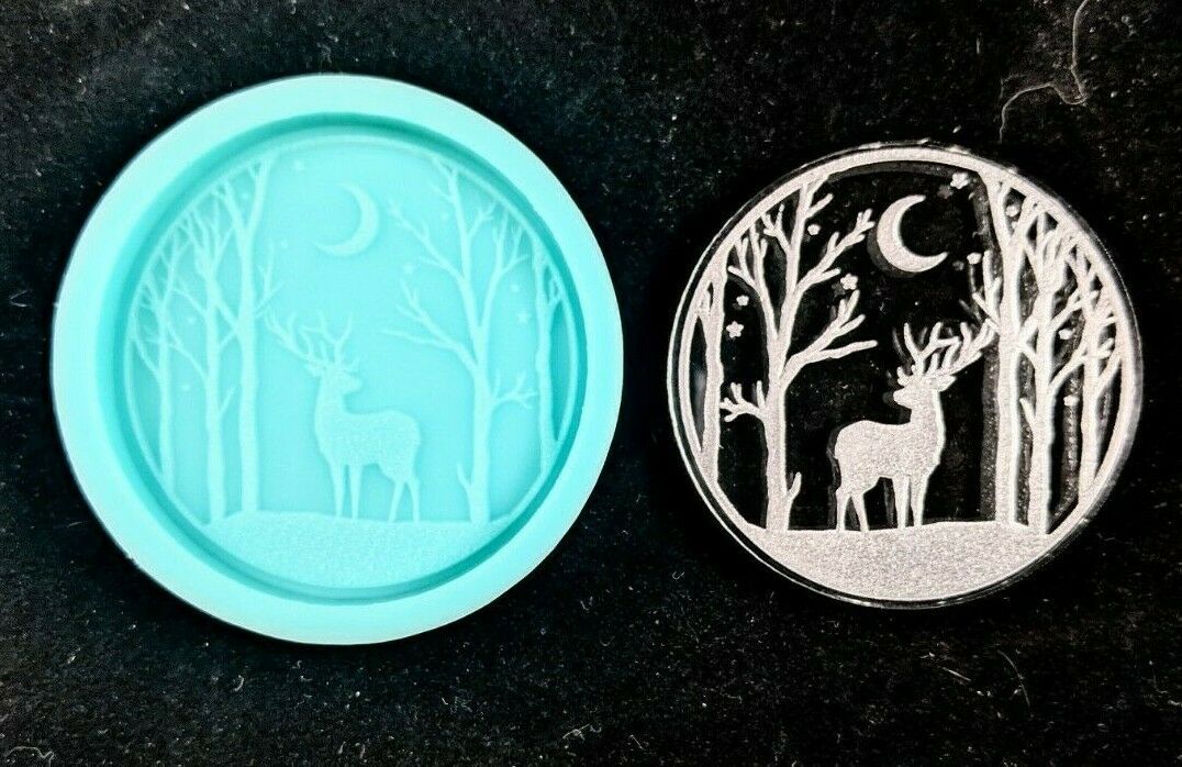 Silicone Mold Etched Doe and Fawn Ornament