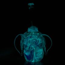 Dynasty Gallery Handmade Blue Elephant Glow in the Dark Art Glass Figurine image 7