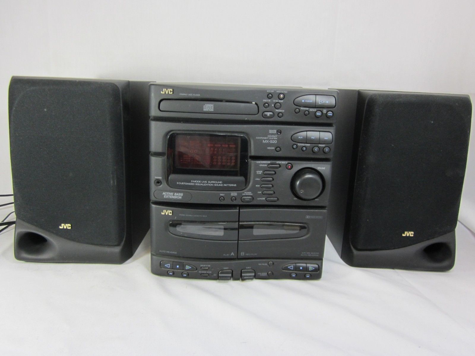 Jvc Compact Shelf Stereo Dual Cassette Cd Tuner Receiver Remote Ca S20bk Compact And Shelf Stereos