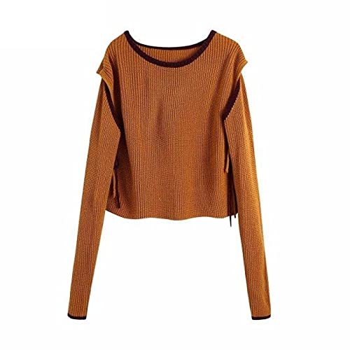 Oversleeve Two Wear Short Knitting Sweater Female Chic O Neck Patchwork Pullover